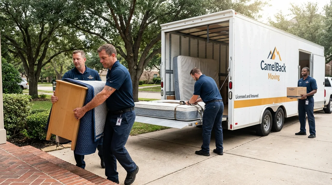 Crew loading residential truck for cross-state move from Sioux Falls, SD