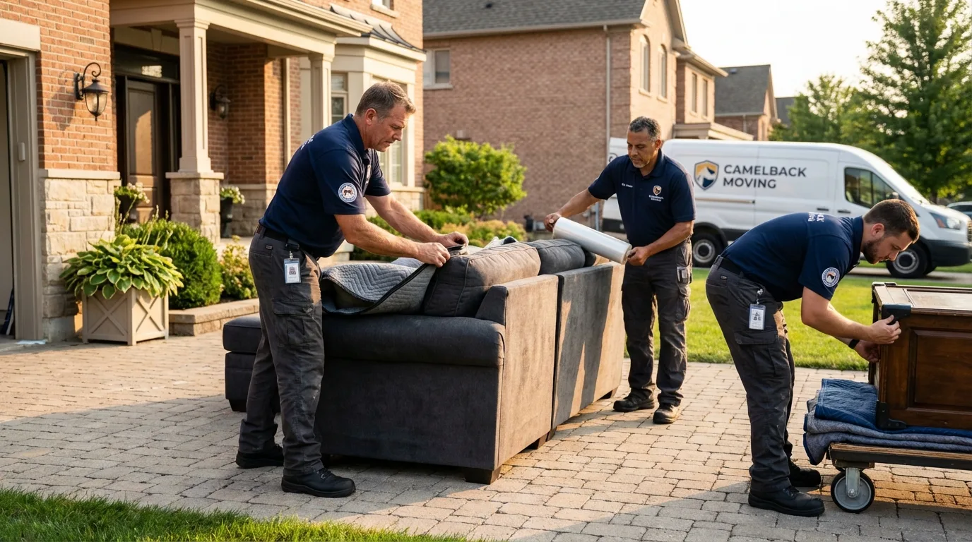 Large estate moving crew wrapping furniture in Sioux Falls, SD